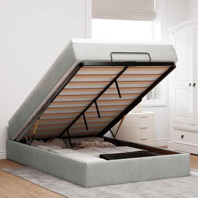 Ottoman bed met matras 120x200 cm fluweel lichtgrijs