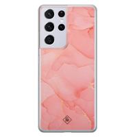 Samsung Galaxy S21 Ultra siliconen hoesje - Marmer roze - thumbnail
