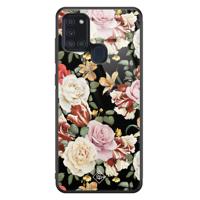 Samsung Galaxy A21s glazen hardcase - Flowerpower - thumbnail