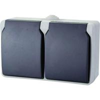 GAO 9872 Standaard Wandcontactdoos dubbel spatwaterdicht Grijs 1 stuk(s) - thumbnail