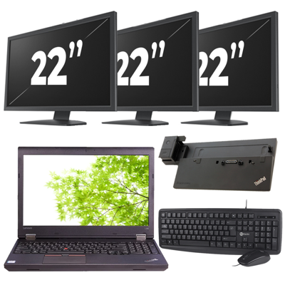 Lenovo ThinkPad L560 - Intel Core i5-6e Generatie - 15 inch - 8GB RAM - 256GB SSD - Windows 11 + 3x 22 inch Monitor