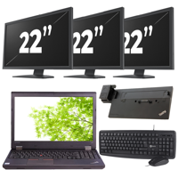 Lenovo ThinkPad L560 - Intel Core i5-6e Generatie - 15 inch - 8GB RAM - 256GB SSD - Windows 11 + 3x 22 inch Monitor - thumbnail