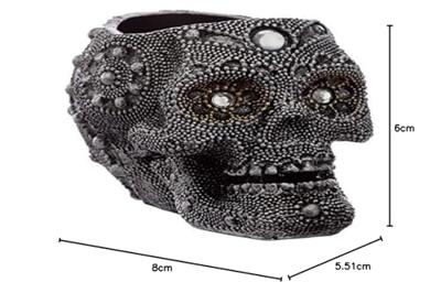 Zilverkleurige Kralen Schedel Waxinelichthouder