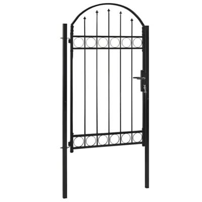VidaXL Poort met gebogen bovenkant 100x175 cm staal zwart