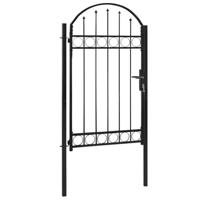 VidaXL Poort met gebogen bovenkant 100x175 cm staal zwart - thumbnail