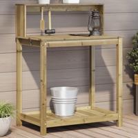Oppottafel met schappen 82,5x50x109,5 cm gempregneerd hout - thumbnail