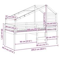 Hoogslaper met dak massief grenenhout wit 90x200 cm - thumbnail