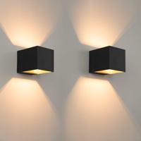 2x Fornax nero by LUSENZ - Kubusvormige up and down wandlamp met een mat zwarte coating - thumbnail