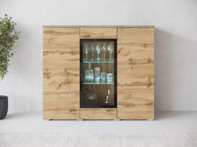 Hoge commode VITTORIO 3 deuren wotan eik met led Hoge commode VITTORIO 3 deuren wotan eik met led