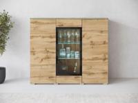 Hoge commode VITTORIO 3 deuren wotan eik met led - thumbnail