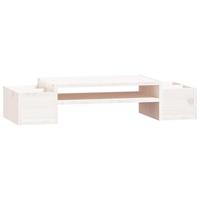 VidaXL Monitorstandaard 70x27,5x15 cm massief grenenhout wit - thumbnail