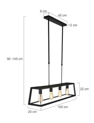 Mexlite Hanglamp buckley 1705zw Mexlite Hanglamp buckley 1705zw