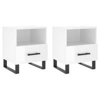 Nachtkastjes 2 st 40x35x47,5 cm bewerkt hout hoogglans wit - thumbnail