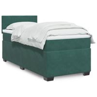 Boxspring met matras fluweel donkergroen 90x200 cm - thumbnail