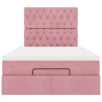 Ottoman bed met matrassen 180x200cm fluweel roze - thumbnail