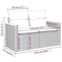 6-delige Loungeset met kussens poly rattan zwart - thumbnail