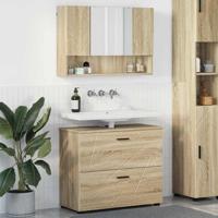 Badkamermeubelset met lade 2 pcs Sonoma eiken 76,5 x 35 x 64 cm - thumbnail