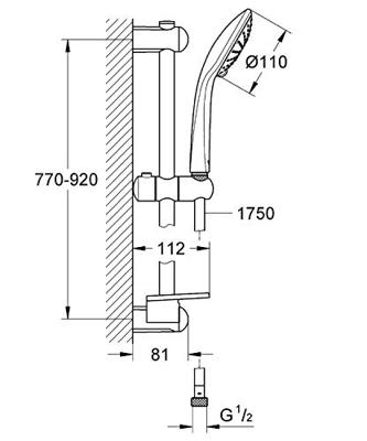 GROHE Euphoria 110 Duo Glijstangset - 90cm - ronde handdouche - 2 straalsoorten - gladde doucheslang - met zeepschaal - chroom 27225001 GROHE Euphoria 110 Duo Glijstangset - 90cm - ronde handdouche - 2 straalsoorten - gladde doucheslang - met zeepschaal - chroom 27225001