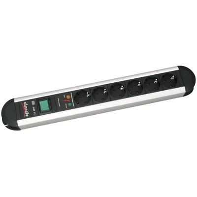 Bachmann 331013 Overspanningsveilige stekkerdoos 6-voudig Aluminium, Zwart Randaarde stekker 1 stuk(s)