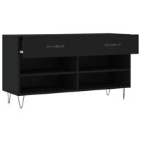 VidaXL Schoenenbank 102x35x55 cm bewerkt hout zwart - thumbnail