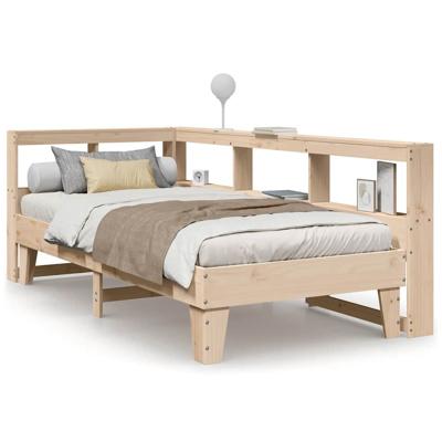 Bed met boekenkast zonder matras massief grenenhout 90x190 cm