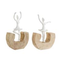 Decoratieve figuren DKD Home Decor Wit Bruin Balletdanseres 17 x 6 x 24 cm (2 Stuks) - thumbnail