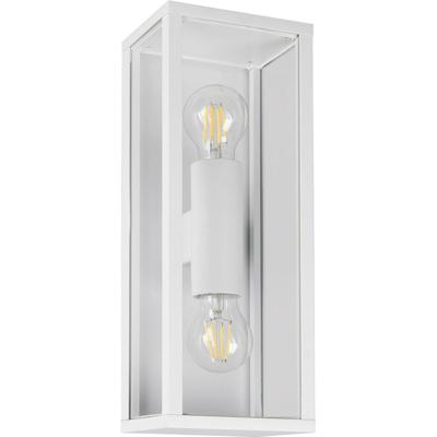 LED Tuinverlichting - Wandlamp Buitenlamp - Trion Aron Two - E27 Fitting - Spatwaterdicht IP44 - Rechthoek - Mat Wit - Aluminium