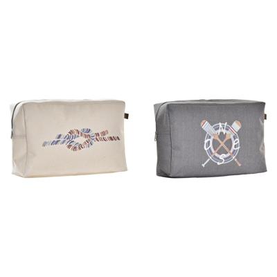 Toilettas DKD Home Decor Grijs Wit Navy (30 x 10 x 20 cm) (2 Stuks)