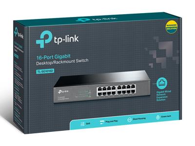TP-Link tl-sg1016d Rackmount switch, 16 poorten, zonder beheer, desktop