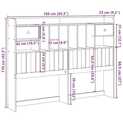 Hoofdbord met opbergruimte 180 cm massief grenenhout wit Hoofdbord met opbergruimte 180 cm massief grenenhout wit