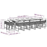 15-delige Tuinset met kussens poly rattan beige - thumbnail