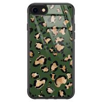 iPhone SE 2020 glazen hardcase - Luipaard groen - thumbnail