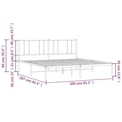 Bedframe met hoofdbord metaal wit 200x200 cm