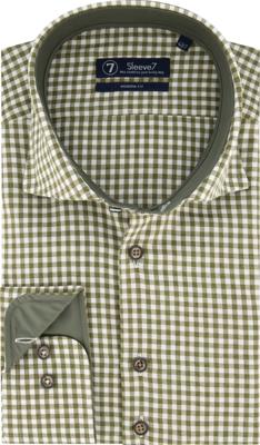 Sleeve7 Heren Overhemd Groen Twill Ruit Modern Fit