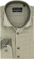 Sleeve7 Heren Overhemd Groen Twill Ruit Modern Fit - thumbnail