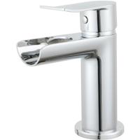 Chromen Wastafelmengkraan met Waterval Uitloop - Ronde Opbouw - thumbnail