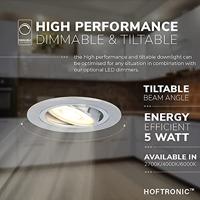 Set van 6 Chandler LED inbouwspots - GU10 4 Watt 345 Lumen - 4000K Neutraal wit - Dimbaar - Rond - Kantelbaar - IP20 Voor binnen - RVS - thumbnail