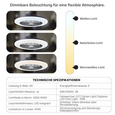 Brilliant G60020/06 Salerno LED-plafondlamp met ventilator LED-module 40 W Zwart - thumbnail