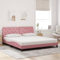 Bed met matras fluweel roze 200x200 cm - thumbnail