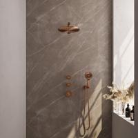 Brauer Copper Carving Thermostatische Regendoucheset Inbouw - Hoofddouche 30 cm - Rechte Wandarm - Handdouche 3 Standen - Doucheslang - Wandaansluitbocht - thumbnail