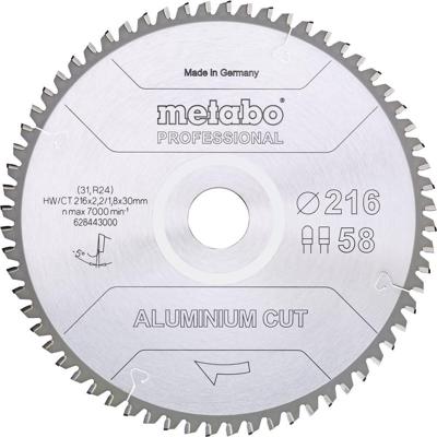 Metabo Accessoires Cirkelzaagblad | "Aluminium Cut Prof" | 216x30mm | Z58 FZ/TZ 5° neg - 628443000