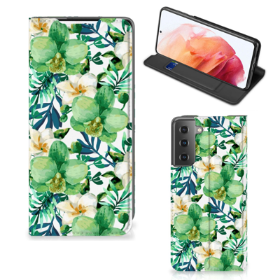 Samsung Galaxy S21 Smart Cover Orchidee Groen Samsung Galaxy S21 Smart Cover Orchidee Groen