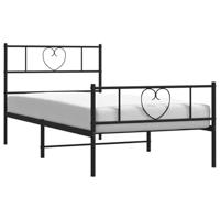 Bedframe met hoofd- en voeteneinde metaal zwart 100x200 cm - thumbnail