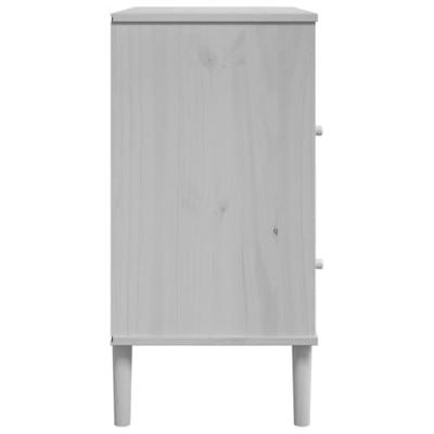 Dressoir SENJA rattan-look 80x40x80 cm massief grenenhout wit