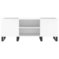 Platenkast 121x38x48 cm bewerkt hout wit - thumbnail