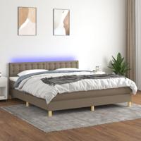 Boxspring met matras en LED stof taupe 180x200 cm - thumbnail