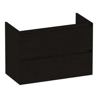 Brauer Inspire - Onderkast Ondiep - 80 cm - met 2 Softclose Lades Greeploos en 1 Sifon Uitsparing - Timber Black