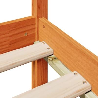 Bed met boekenkast zonder matras grenenhout wasbruin 120x190 cm