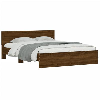 Bedframe met hoofdeinde en LED bruin eikenkleur 160x200 cm - thumbnail