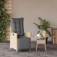 Tuinstoel verstelbaar met voetensteun poly rattan gemengd beige - thumbnail